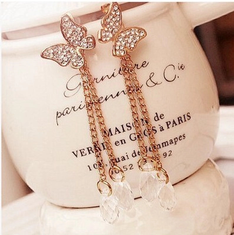 Bohemian Blue Turquoise National Style Earrings Imitation Miao Silver Metal Earrings Vintage Tassel Earrings