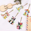 5Pcs DIY Diamond Painting Cat Keychain