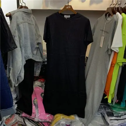 Casual Women Over Size O-Neck Short Sleeve Solid Summer Cotton T Shirt Dress Sales