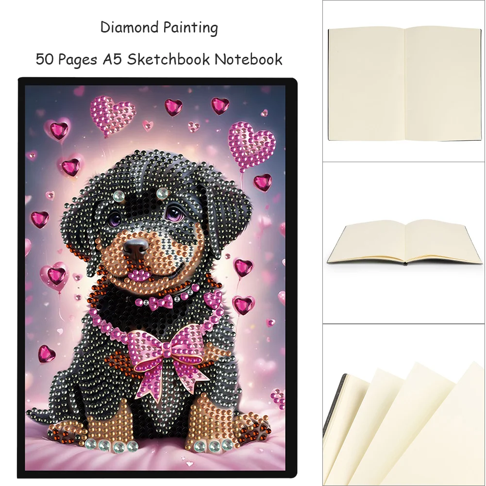 Puppy Special Shaped A5 5D DIY Diamond Art Painting Notebook Kit for Friends