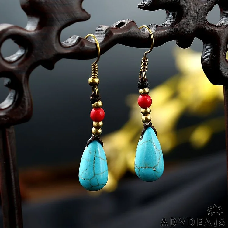 Women's Vintage Boho Semi-Precious Stone Water Drop Drop Earrings