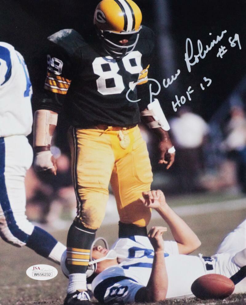 Dave Robinson Signed Packers 8x10 Standing Over Player Photo Poster painting w/HOF - JSA W Auth