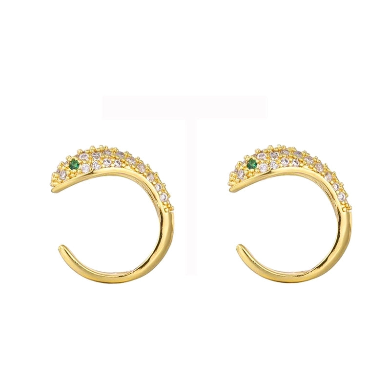 1 Pair Classic Style Snake Plating Inlay Copper Zircon White Gold Plated Gold Plated Ear Cuffs