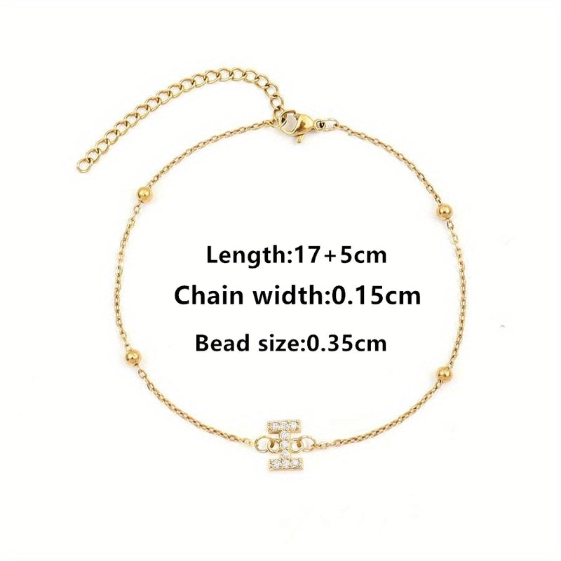 Elegant Minimalist Letter 201 Stainless Steel 304 Stainless Steel Zircon Bracelets In Bulk