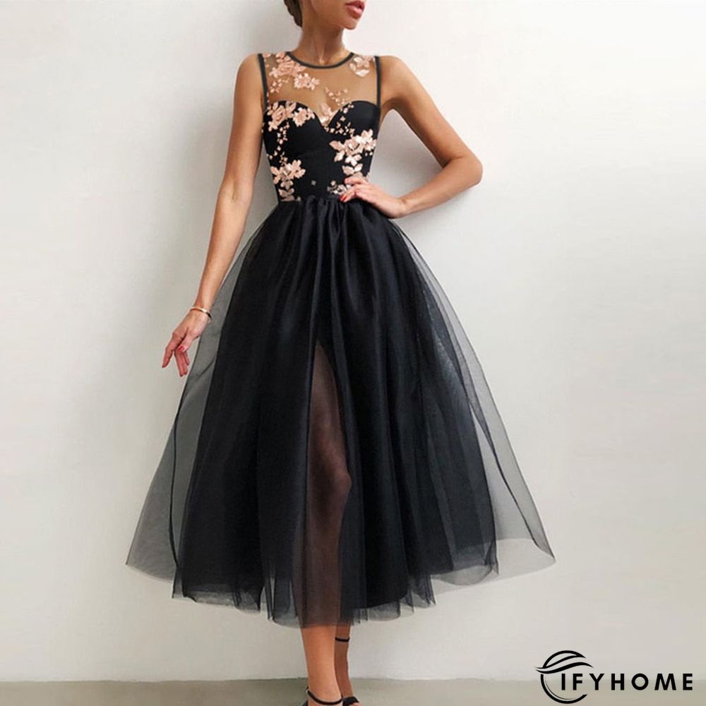 Halter Off Shoulder Party Dress Spaghetti Strap Spliced Mesh Dresses | IFYHOME