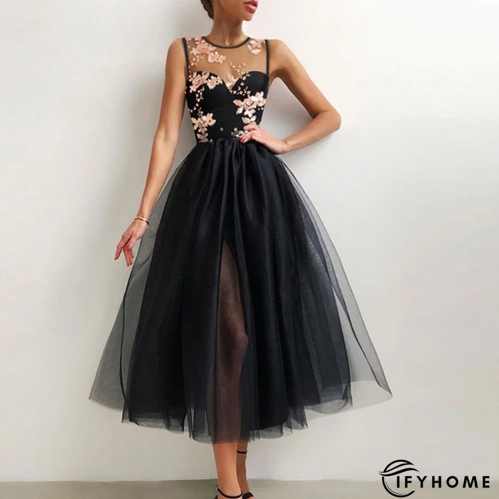 Halter Off Shoulder Party Dress Spaghetti Strap Spliced Mesh Dresses | IFYHOME