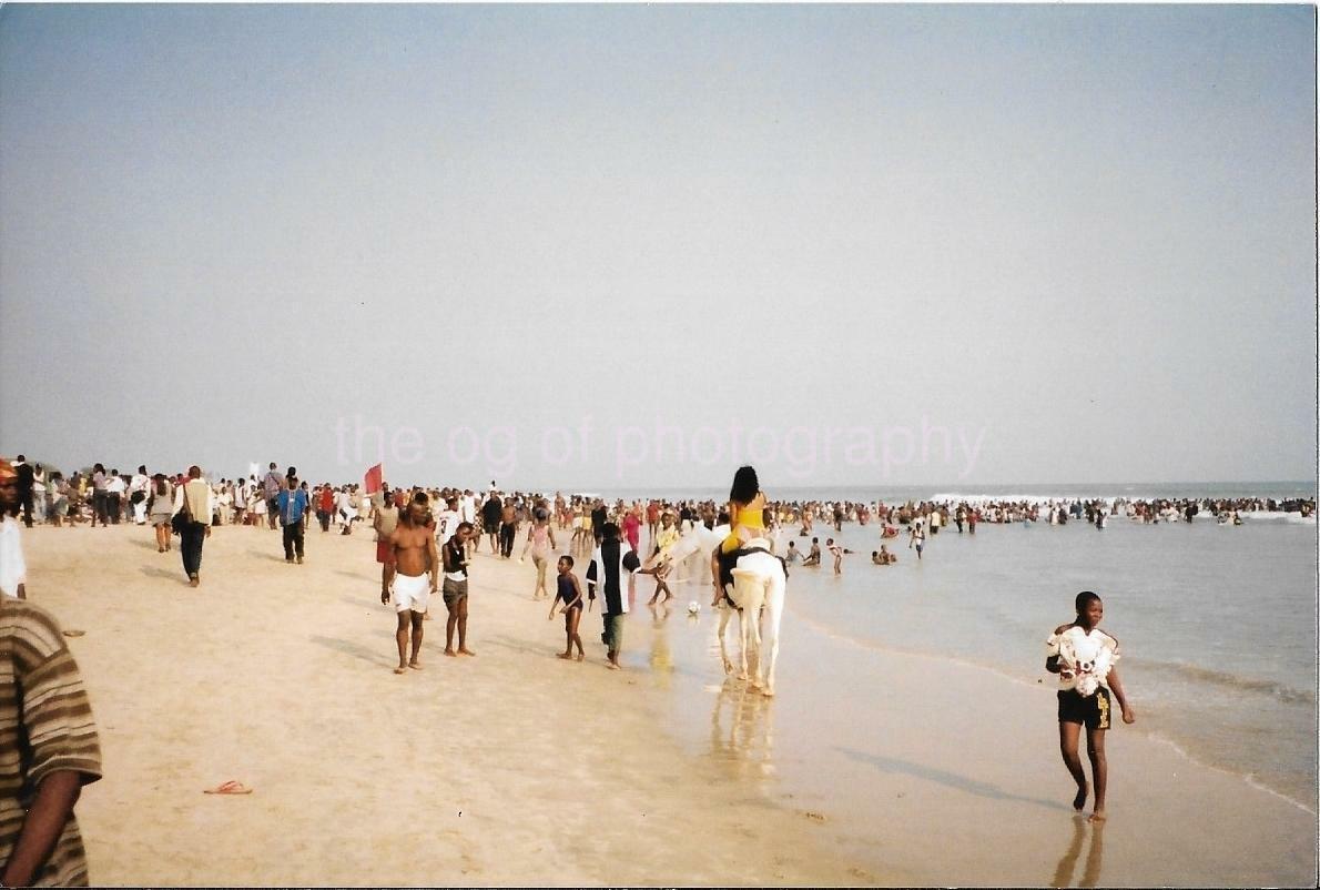 Beach Scene FOUND Photo Poster painting Color OCEAN SURF Original Snapshot VINTAGE 011 4 U