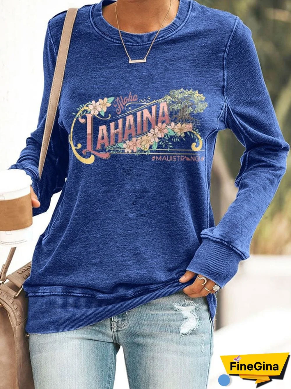 Retro Aloha Lahaina Maui Strong Print Sweatshirt