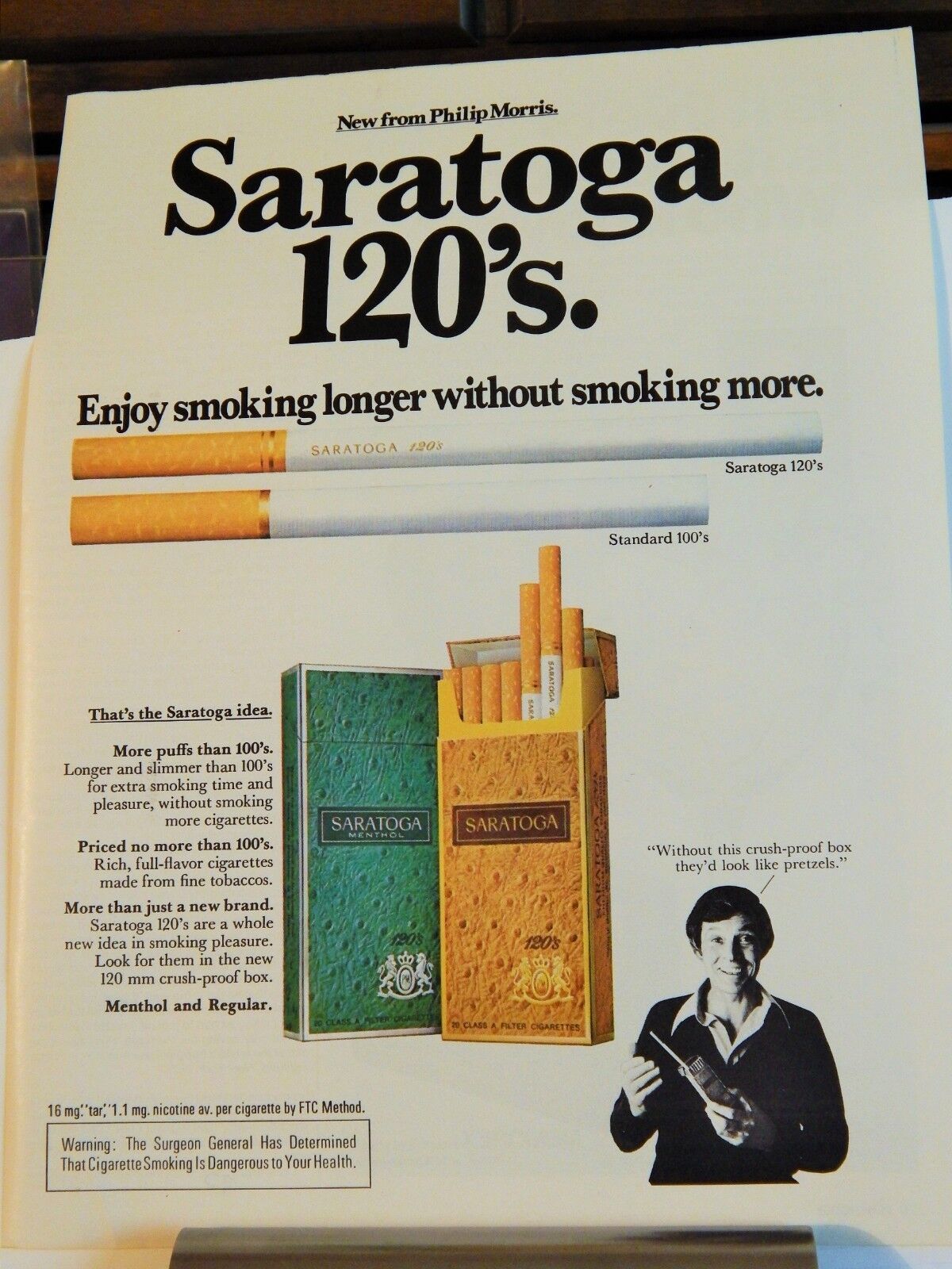 SARATOGA 120'S CIGARETTE / MEMOREX AUDIO CASSETTE ORIGINAL VTG 1975 Photo Poster painting AD,