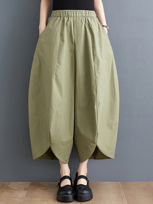Loose Side Pocket Cotton Linen Wide Leg Pants
