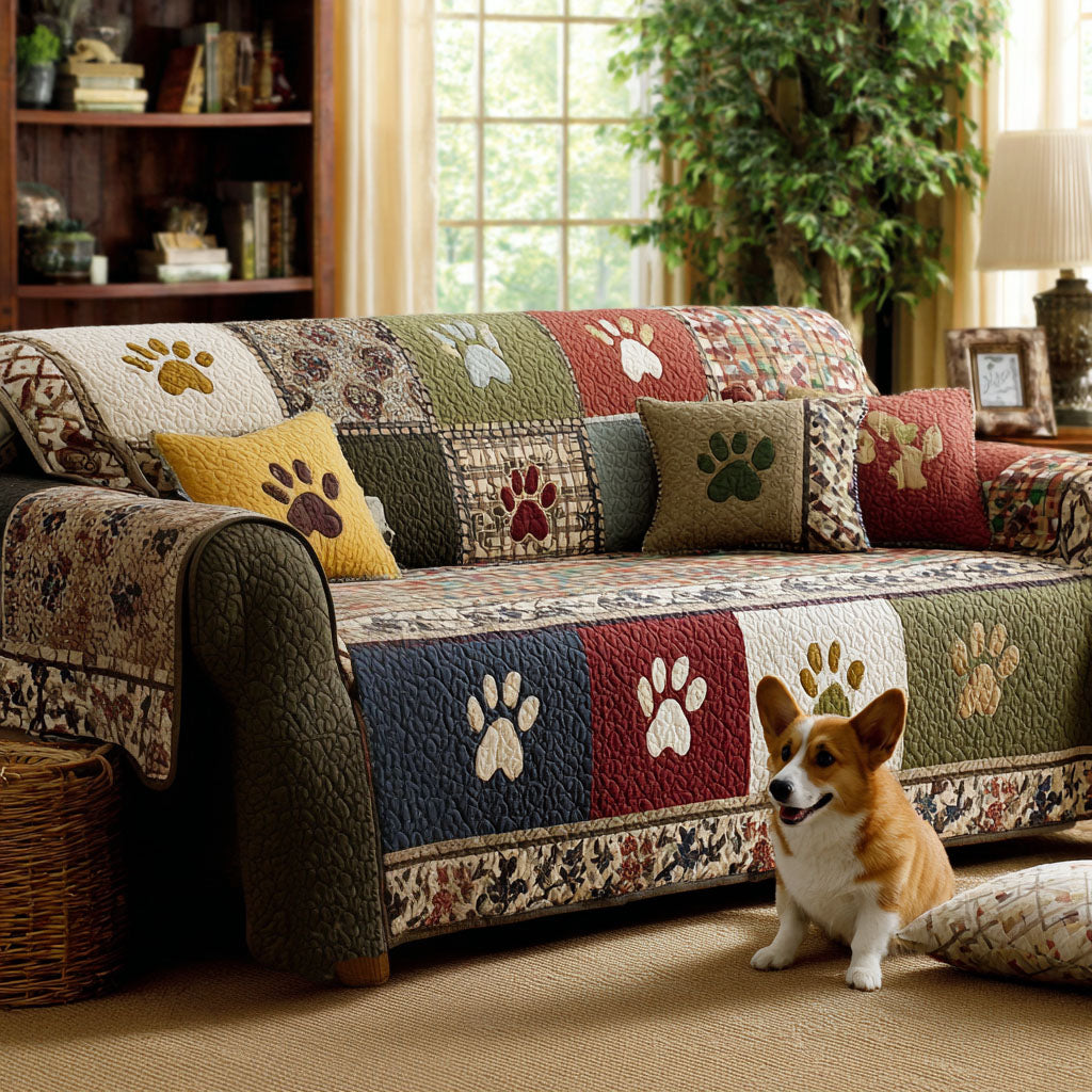 Happy Pawland Quilted Sofa Cover NCU0PT10887 everthome