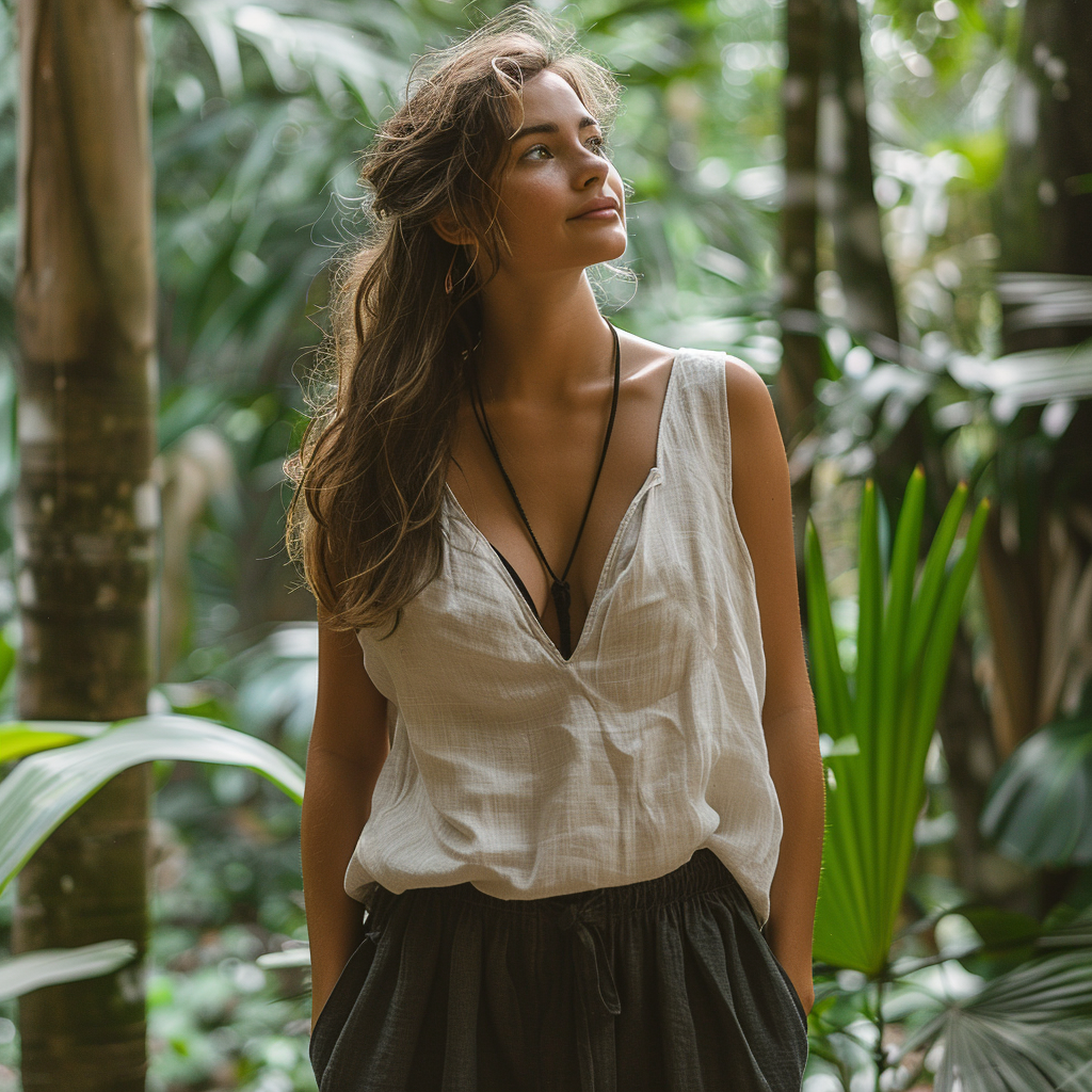 Simple V-neck Sleeveless Shirt, Loose, Comfortable And Breathable Top