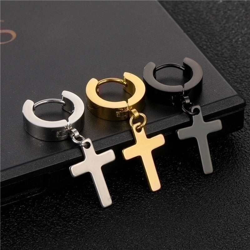 Minimalist Cross Titanium Steel Drop Earrings 1 Piece