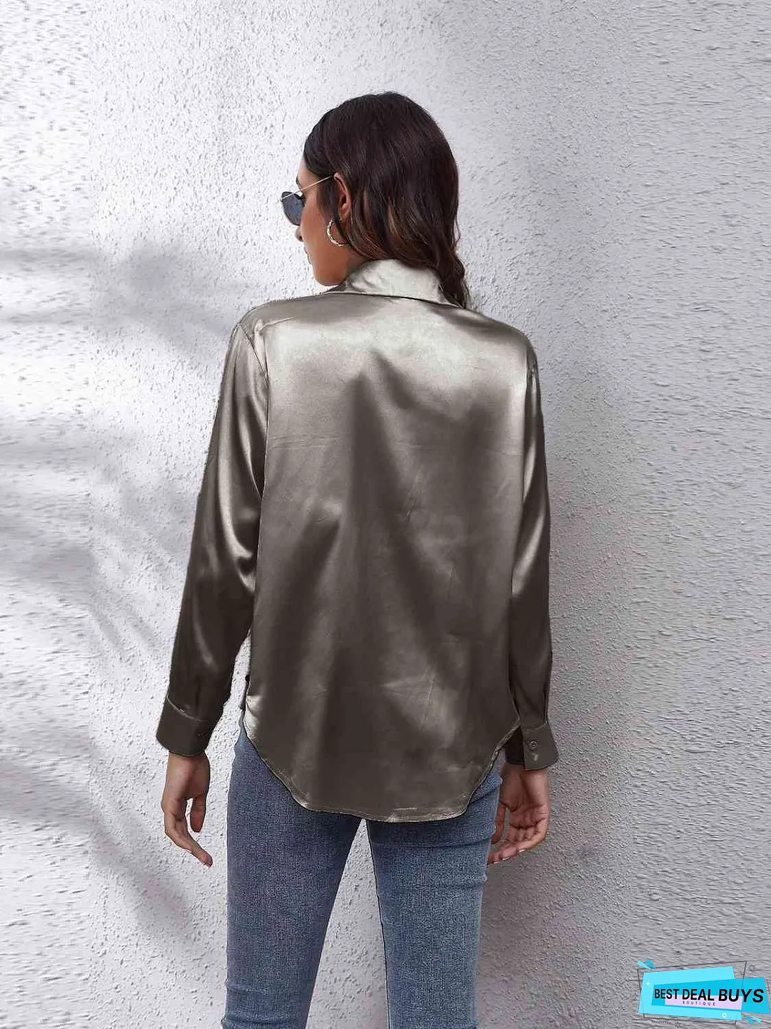 Collared Neck Buttoned Long Sleeve Shirt