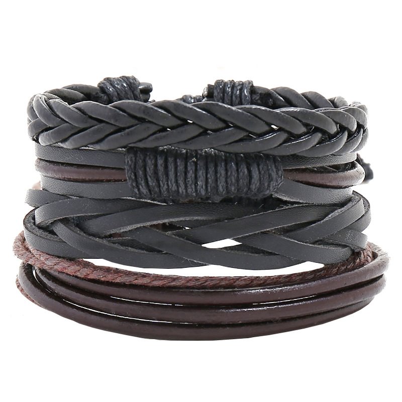 Multi-layer braided cowhide bracelet