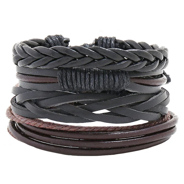 Multi-layer braided cowhide bracelet
