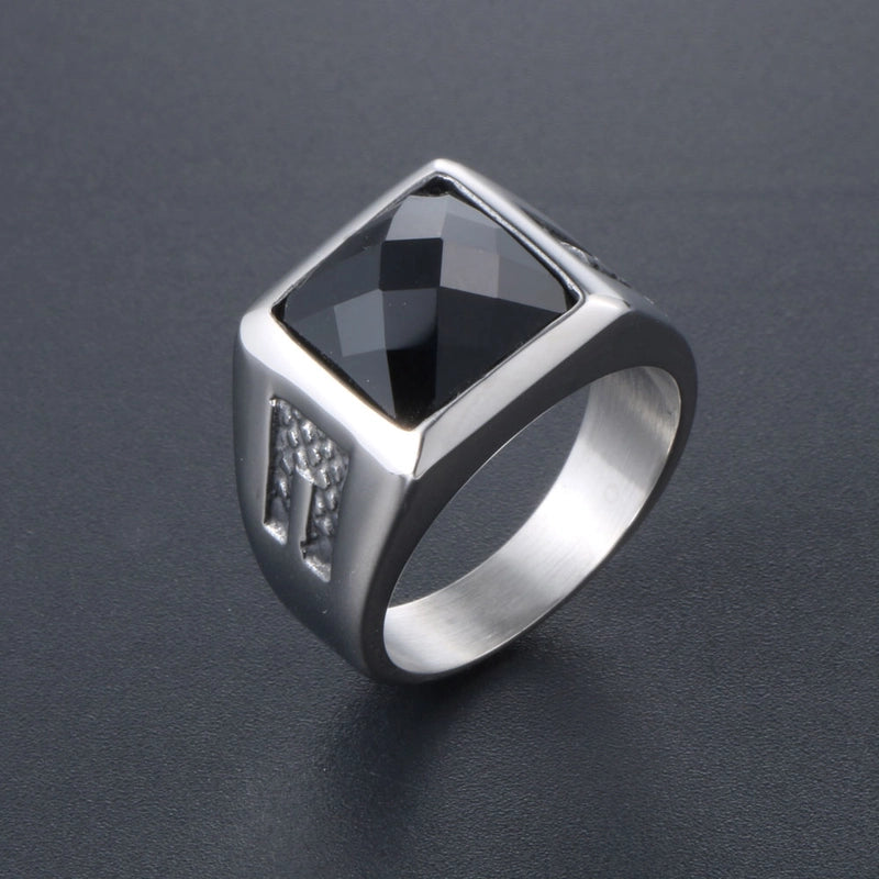 Retro Classic Style Color Block 304 Stainless Steel Polishing Artificial Gemstones Zircon Men’s Rings