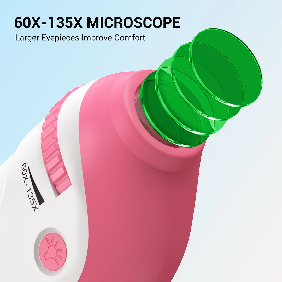 BEBANG Pocket Microscope for Kids, 60X-135X Handheld Portable Mini Microscope for for Microbiological Observation Lab Study