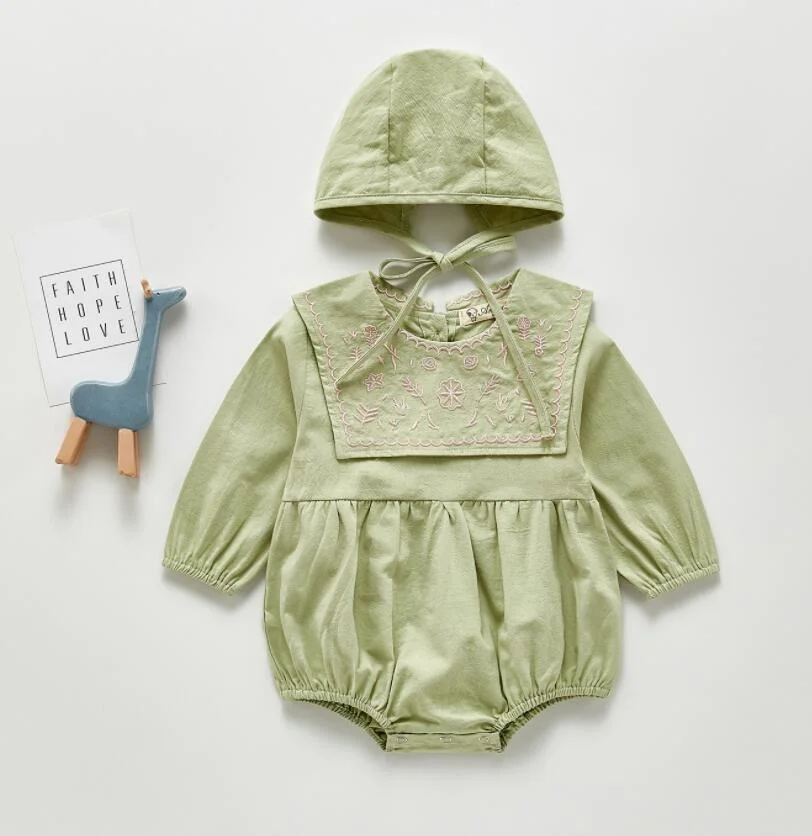 2pcs Baby Rompers+Hat 2019 Spring Newborn Infant Color Long Sleeve Jumpsuit Play Suit For Baby Girl Fashion Baby Girl Clothes