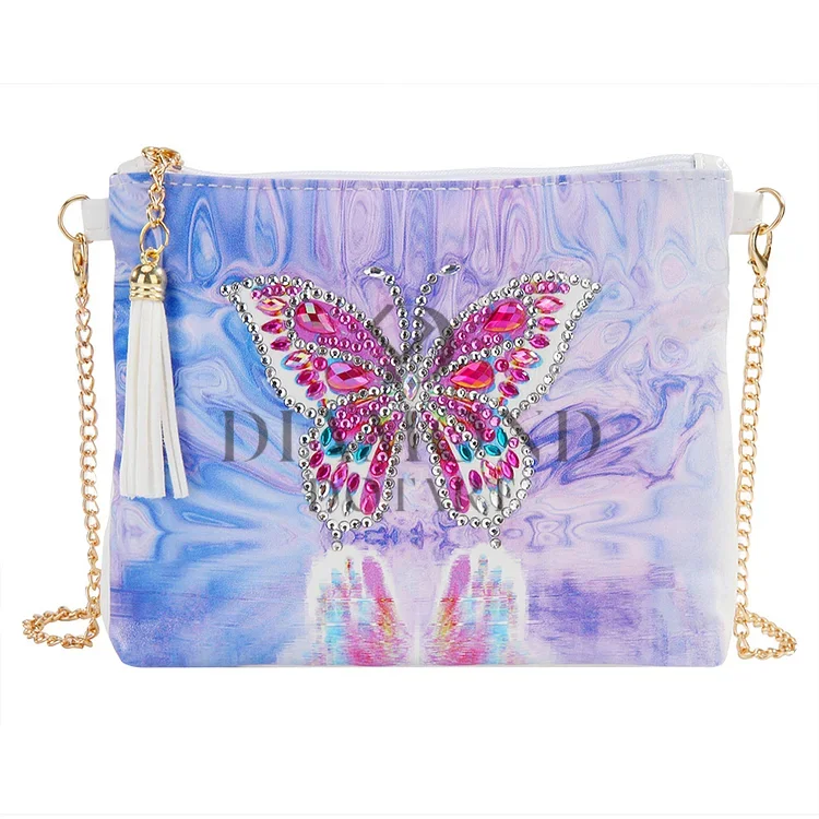 5D Diamond Painting peacock Butterfly Leather Crossbody Chain Bags DIY  Diamond Embroidery Bag Purse Pouch