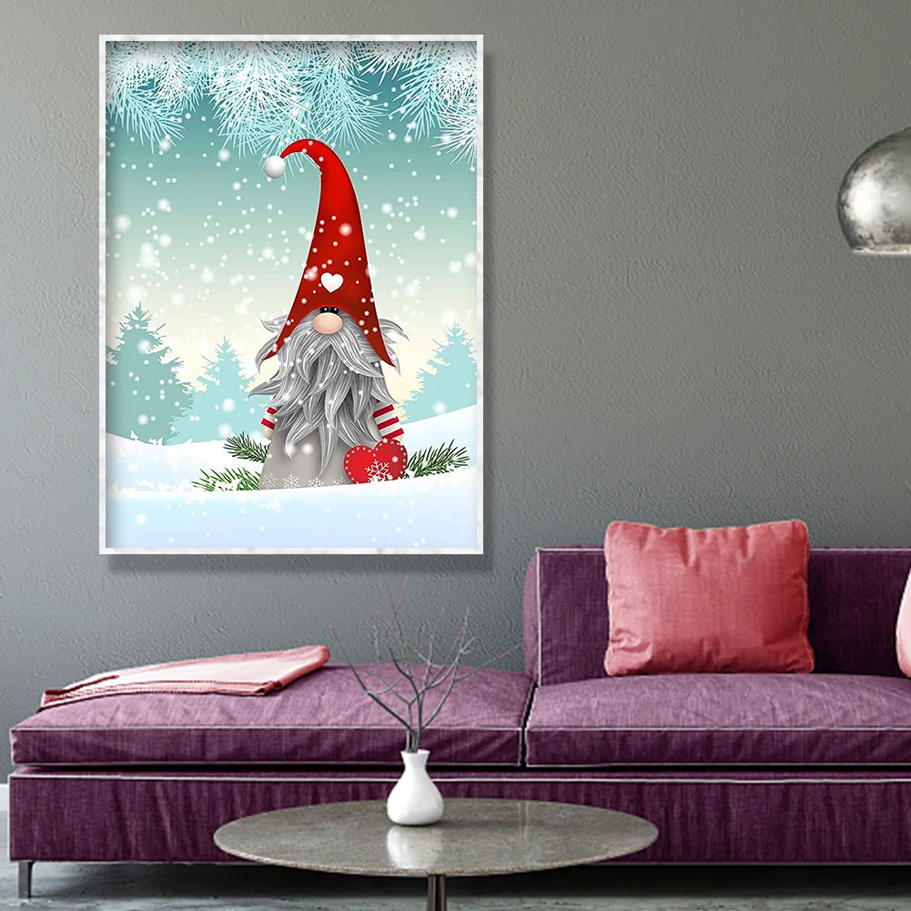 Full Round Diamond Painting 30*40cm - Gnome Christmas