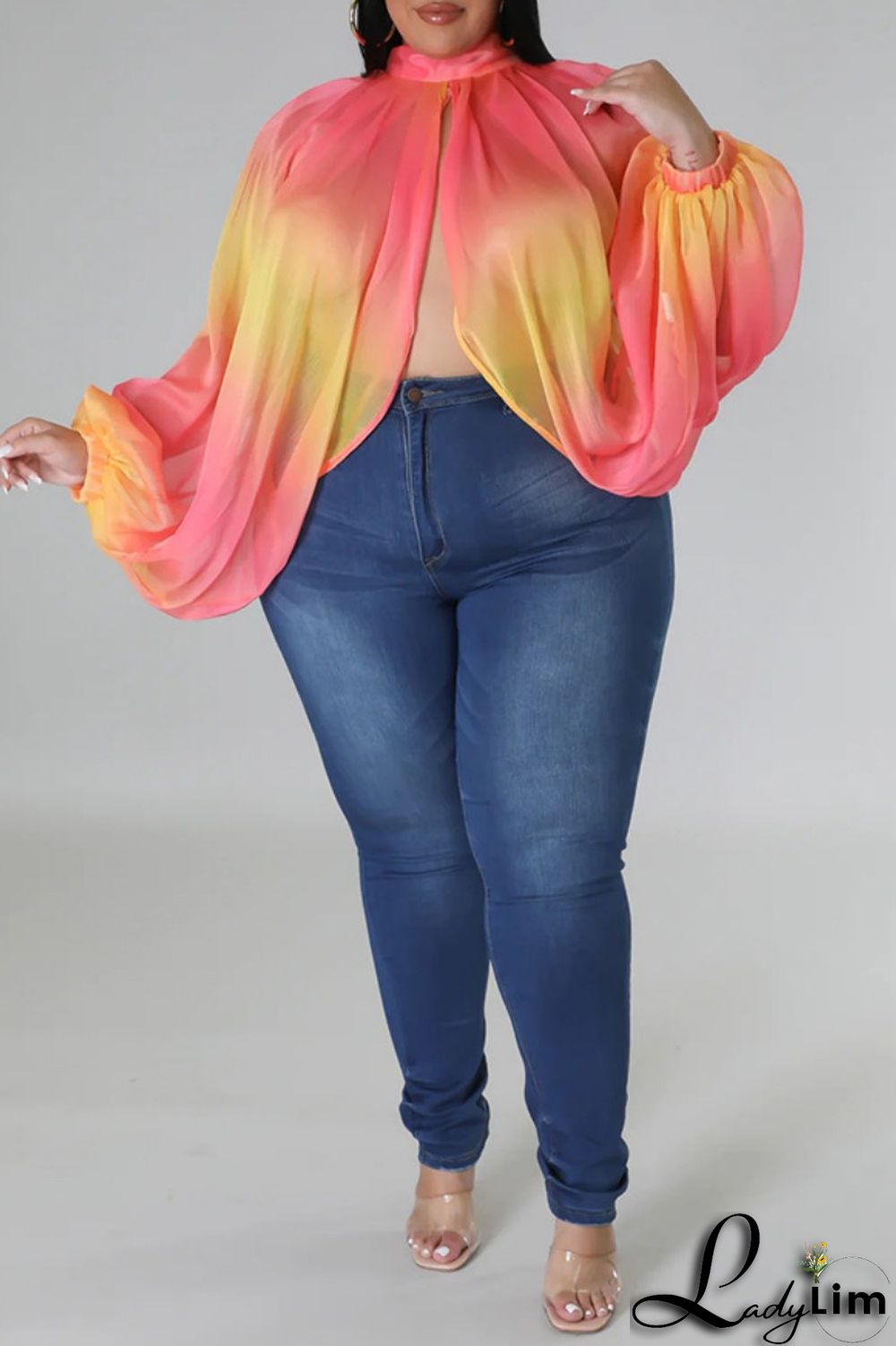 Pink Casual Print Patchwork Turtleneck Plus Size Tops