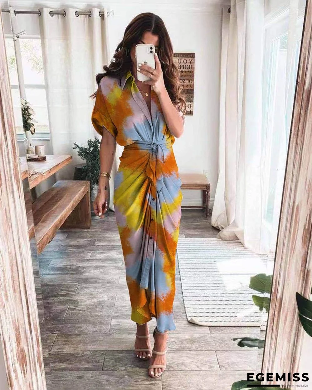 New Shirt and Long Skirt Fashion Print Dress In Summer | EGEMISS