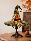 Witch Hat Desk Ornament Maple Leaf Resin Halloween Night Light
