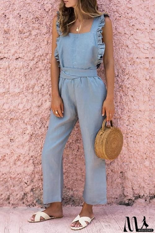 MidiSono - Bow Ruffled Backless Jumpsuit
