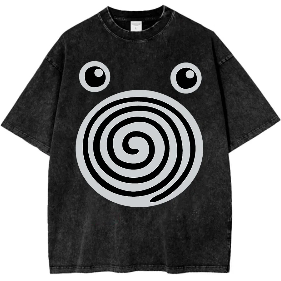 Poliwhirl Pokemon Printed Men's Washed T-Shirt