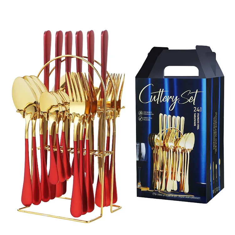 24-Piece Stainless Steel Cutlery Set with Stand