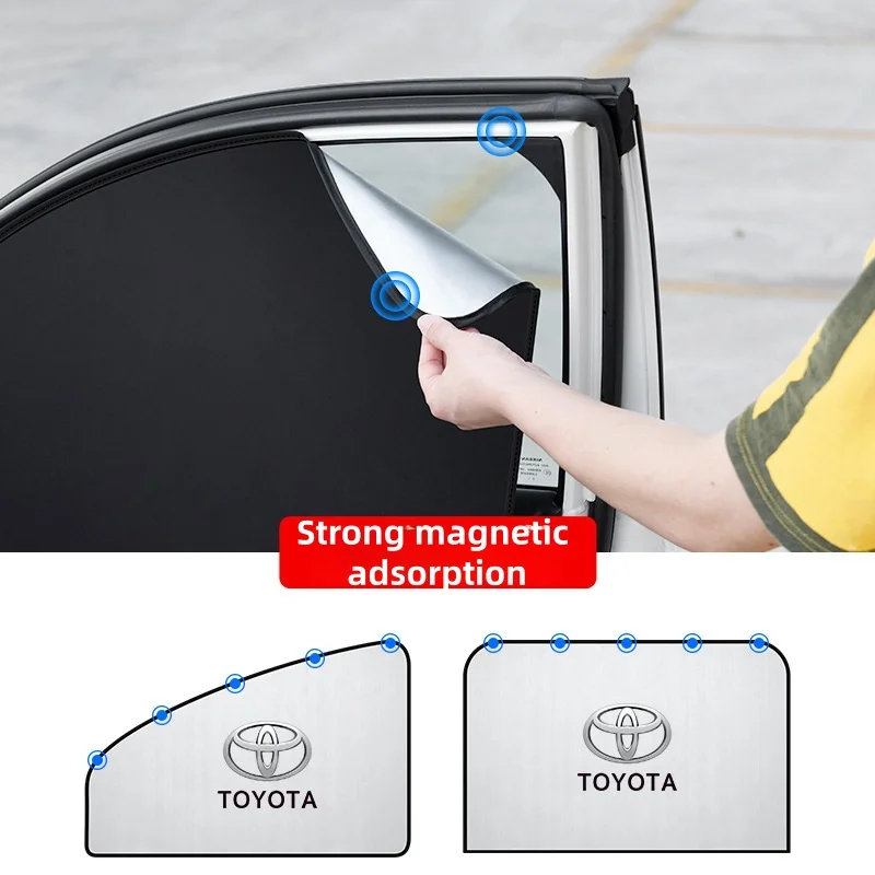 Car magnetic sunshade curtain for sun protection, heat insulation, and UV protection side window shading