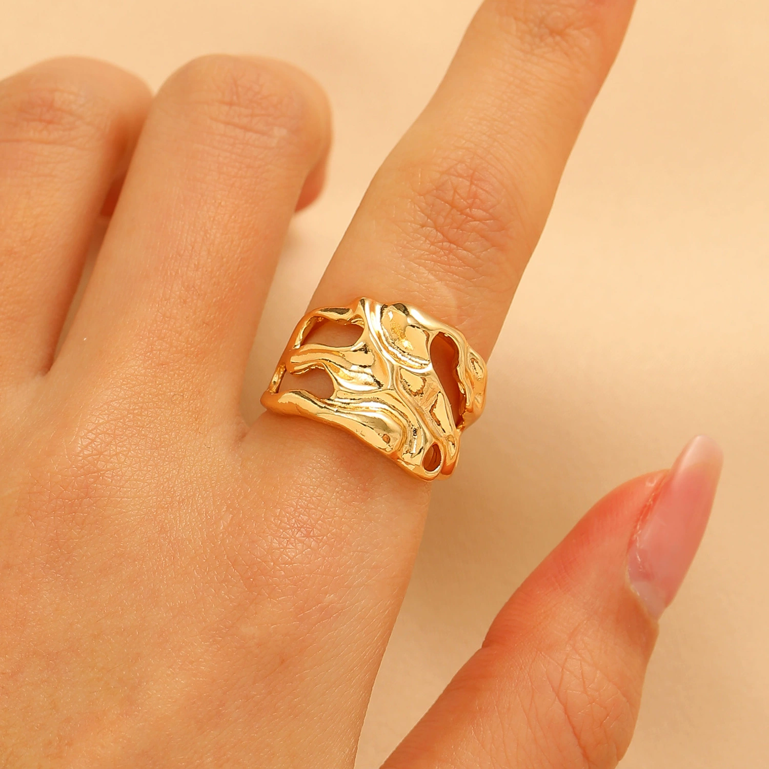 Open-ended gold-plated ring