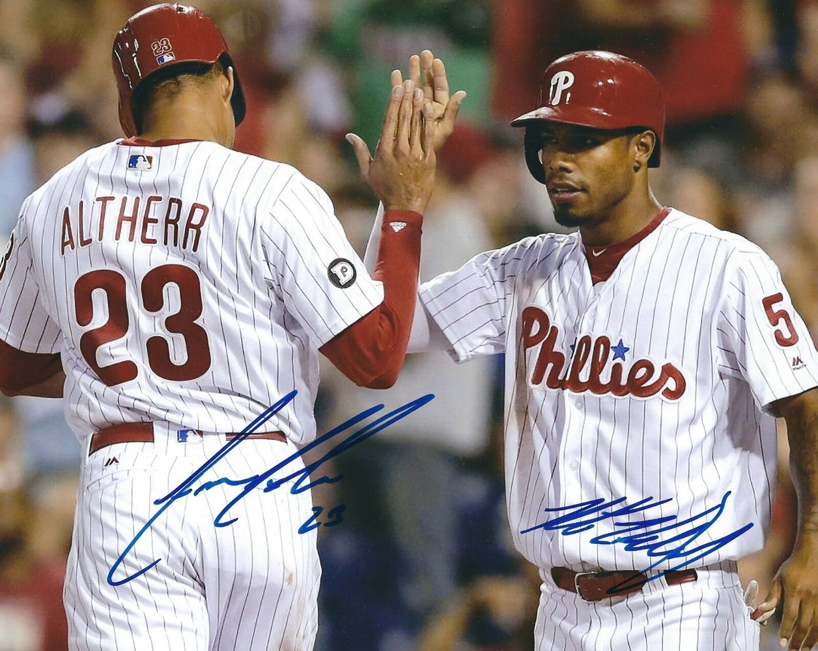 Signed 8x10 AARON ALTHERR & NICK WILLIAMS Philadelphia Phillies Photo Poster painting - COA