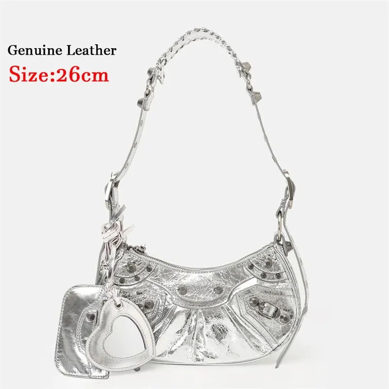 Bag New 2023 Black Gothic White Fashion Black Pink Rivets Crossbody Shoulder Bags Purse Women Underarm Bags  Motorcycle Bag