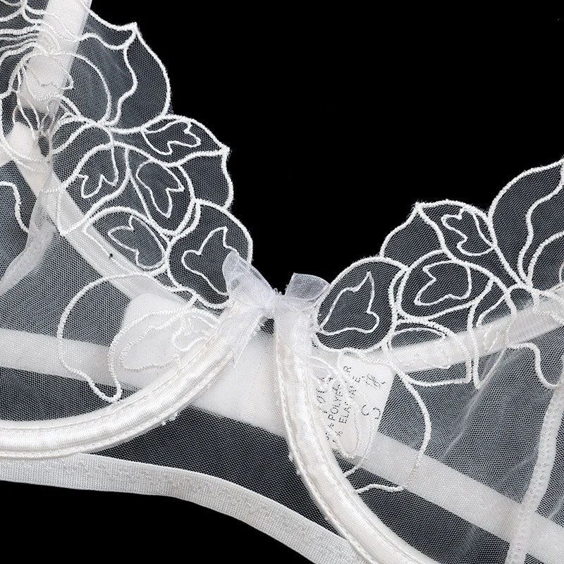 Billionm Pink Lingerie Set Women Blue Floral Embroidery Lengerie Nightwear Lace See Through Underwear Push Up Bra Panty Fancy Erotic Sets