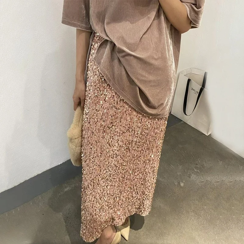 Brownm Brownm New Fashion High-Rise Thin-Skinny Dress Women Tight Waist After Open Elastic Straight Skirt