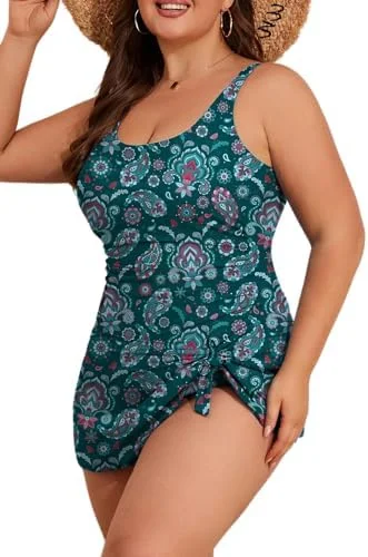 Plus Size Tummy Control Swimdress for Women One Piece