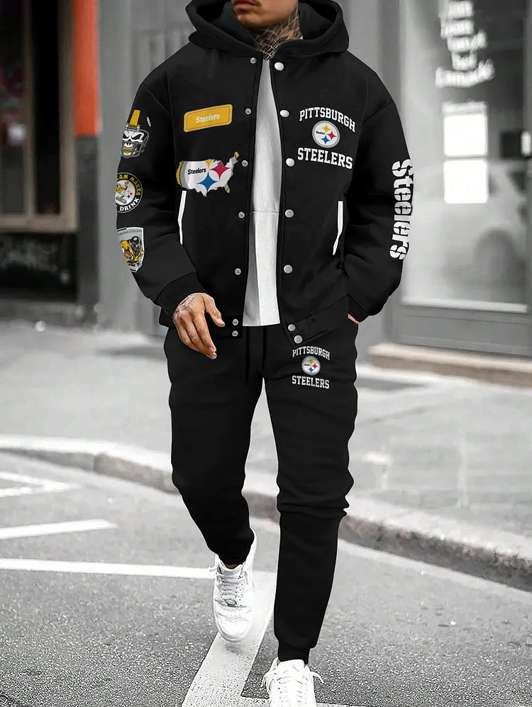 Pittsburgh Steelers  2026  New Design Hooded Jacket With Drawstring Waistband Joggers 2pcs Set