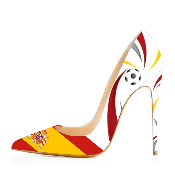 Football Lover Spain Design Pointy Toe Stiletto Heels Pumps |FSJ Shoes