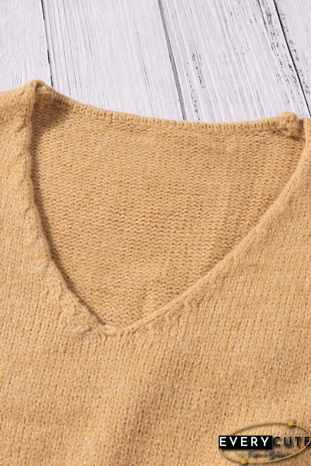 Khaki Lace Sleeve Patchwork Sweater Dress