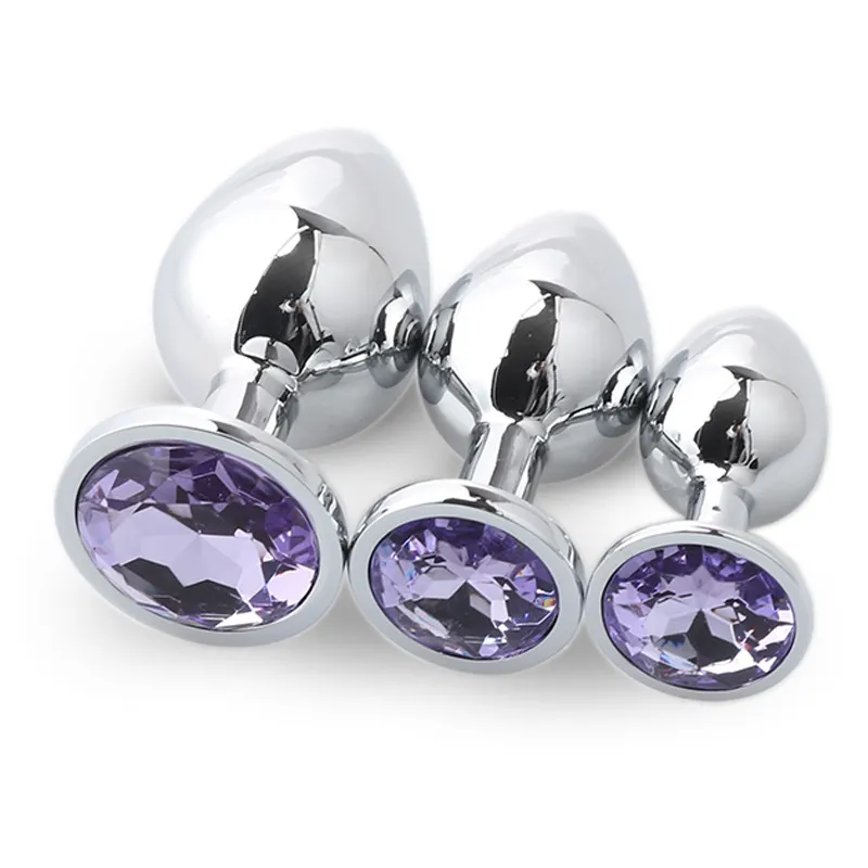Beginner’s Jeweled Anal Plug Set – 3-Piece Metal Training Kit