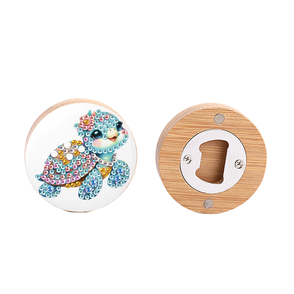 Wooden PET Turtle 5D DIY Diamond Art Magnets Bottle Opener Crafts for Beginners