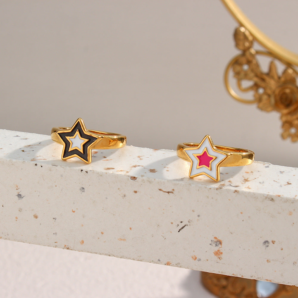 Women Geometric Stainless Steel 18K Gold Plated Rings