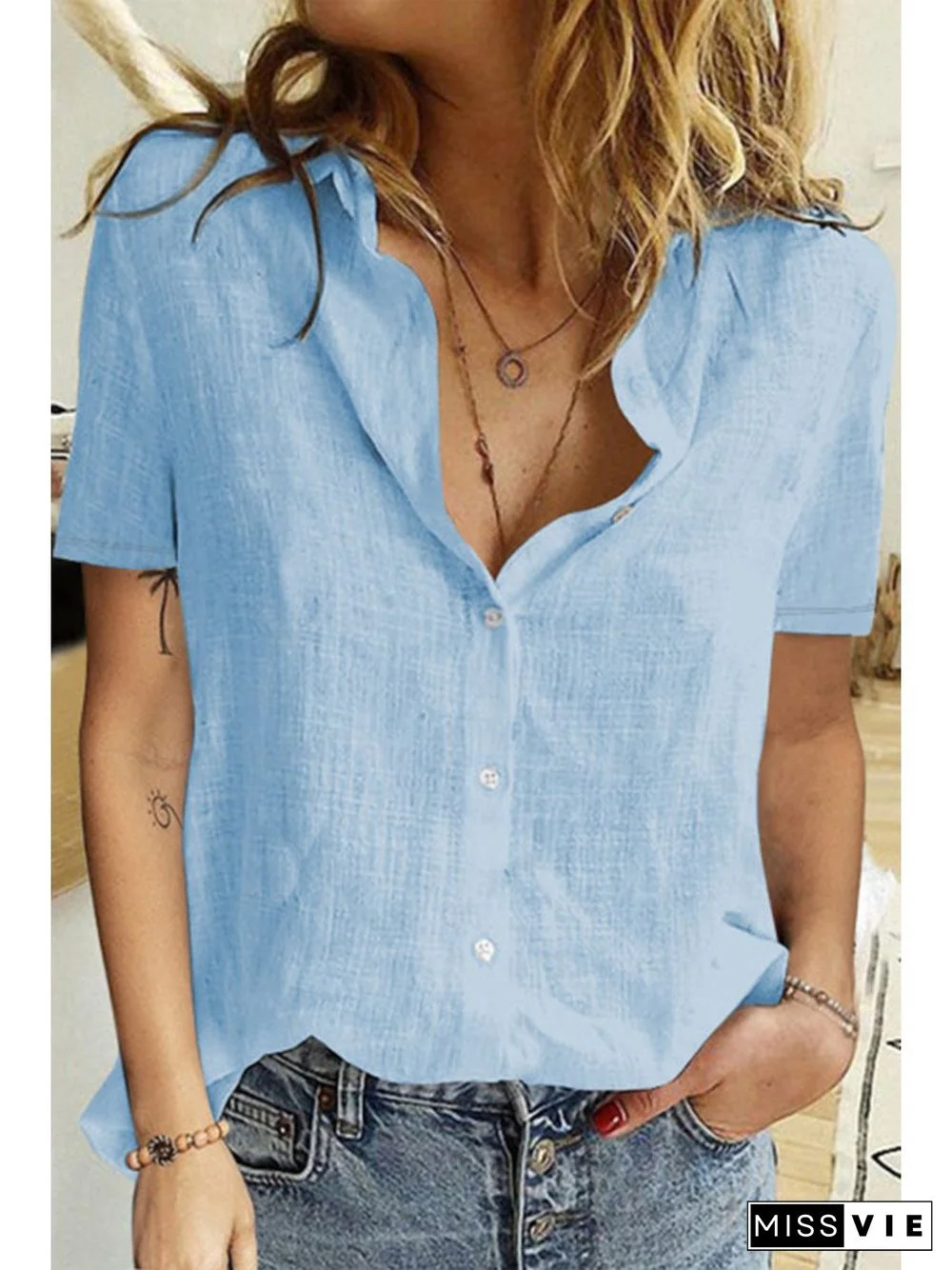 Short Sleeve Button Down Shirt P14763