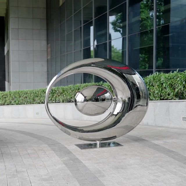 Stainless Steel Abstract Ring Sculpture Modern Garden Indoor Art