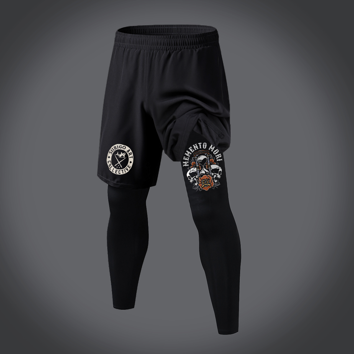 Memento Mori Graphic Print 2 in 1 Gym Workout With Leggings