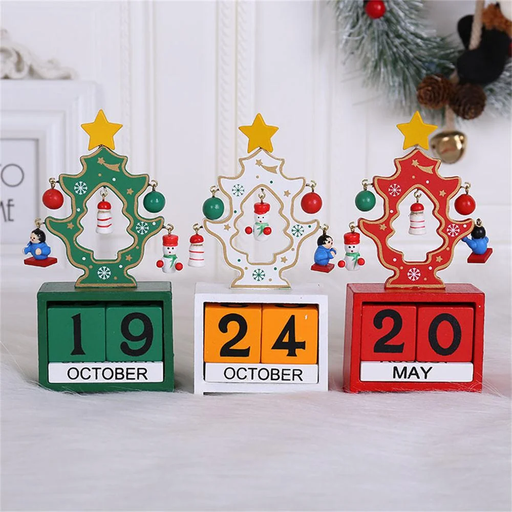 Christmas wooden cartoon old man snowman moose calendar ornament