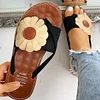 Fashion Women Summer Floral Design Flip Flop Flat Sandals