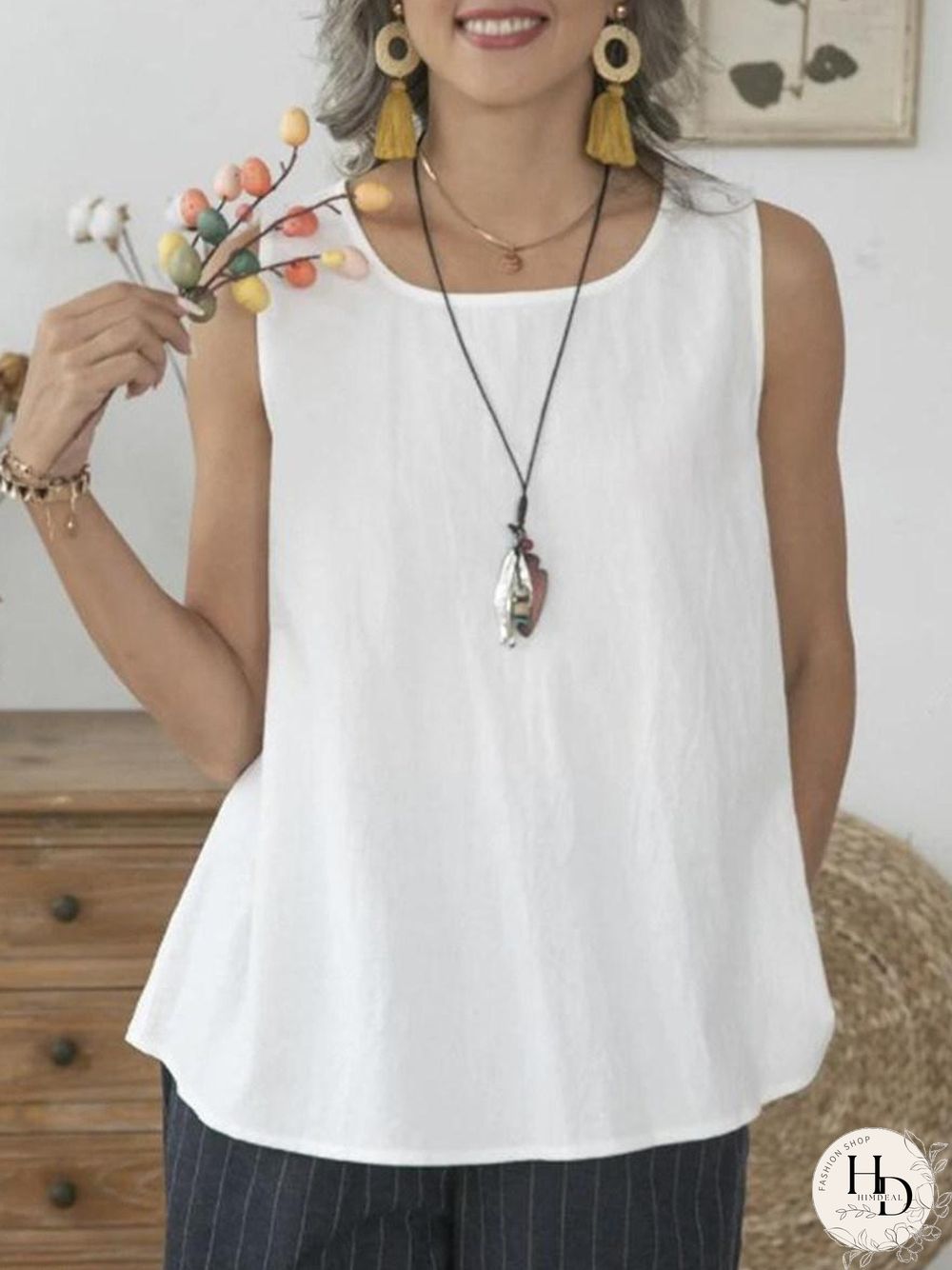 Women's Casual Solid Color Sleeveless Shirt